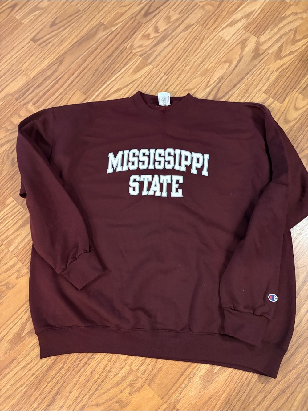 Champion Maroon Crewneck with White 'Mississippi State' Lettering